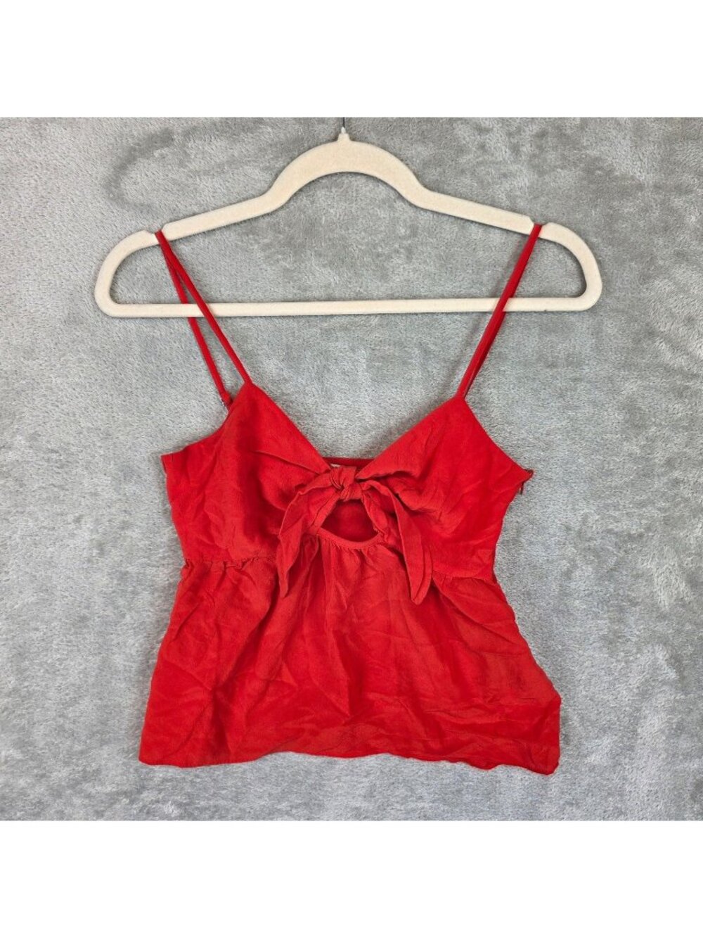 Madewell Tank Top Womens 0 Red V Neck Sleeveless Silk Tie Front Bow Camisole